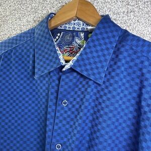 Robert Graham Shirt Mens 2XL Blue Check Long‎ Sleeve Button Up Classic Fit